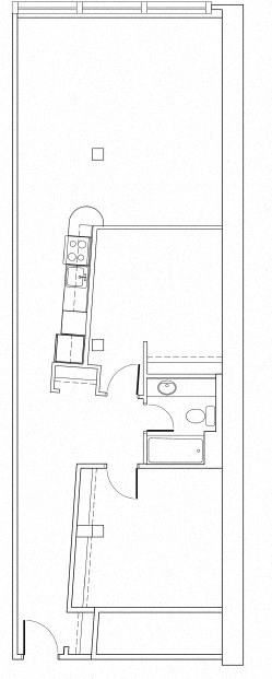 Floor plan for 2 beds, 1 bath, 860 sqft